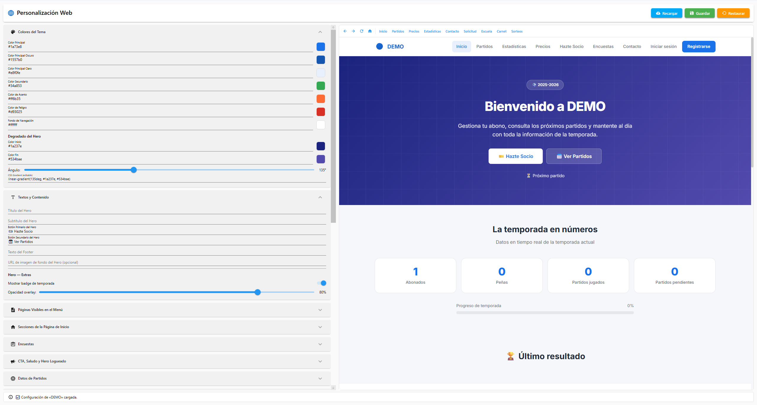 Panel de Personalización Web